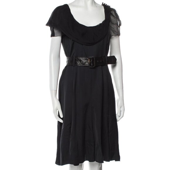 Prada Dresses & Skirts - Vintage Prada Black Silk Knee-Length Dress 2008 S/S Size M US8 IT44